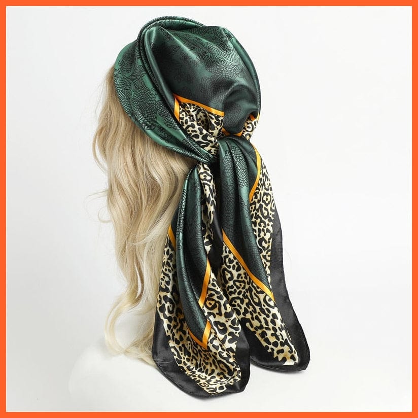 whatagift.com.au Women Scarf FT199-1 / 90x90cm Silk Satin Scarf Square Women Neckerchief Shawl Wraps Printed Hijab Elegant Bandana