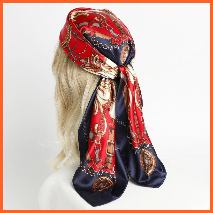 whatagift.com.au Women Scarf FT201-5 / 90x90cm Silk Satin Scarf Square Women Neckerchief Shawl Wraps Printed Hijab Elegant Bandana