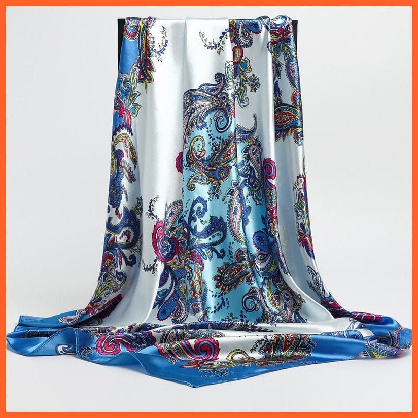 whatagift.com.au Women Scarf FT25-5 / 90x90cm Silk Satin Scarf Square Women Neckerchief Shawl Wraps Printed Hijab Elegant Bandana