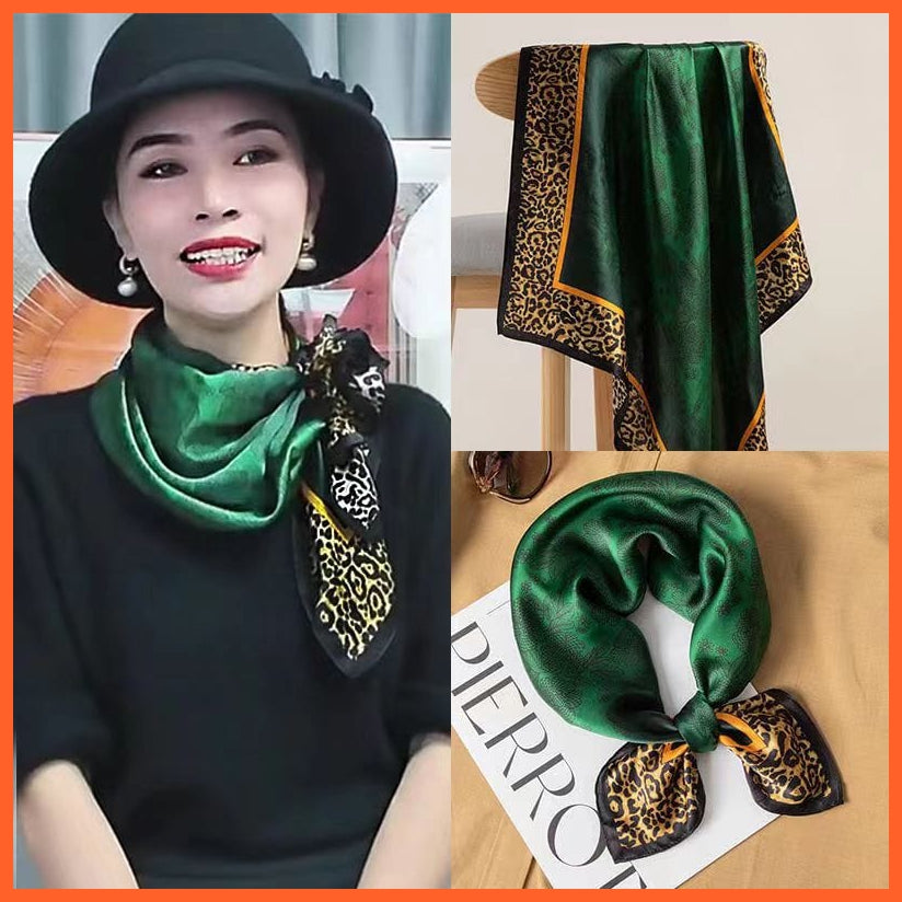 whatagift.com.au Women Scarf Handkerchief Satin Scarf | Women Summer Luxury Leopard Hair Shawl Silk Hijab