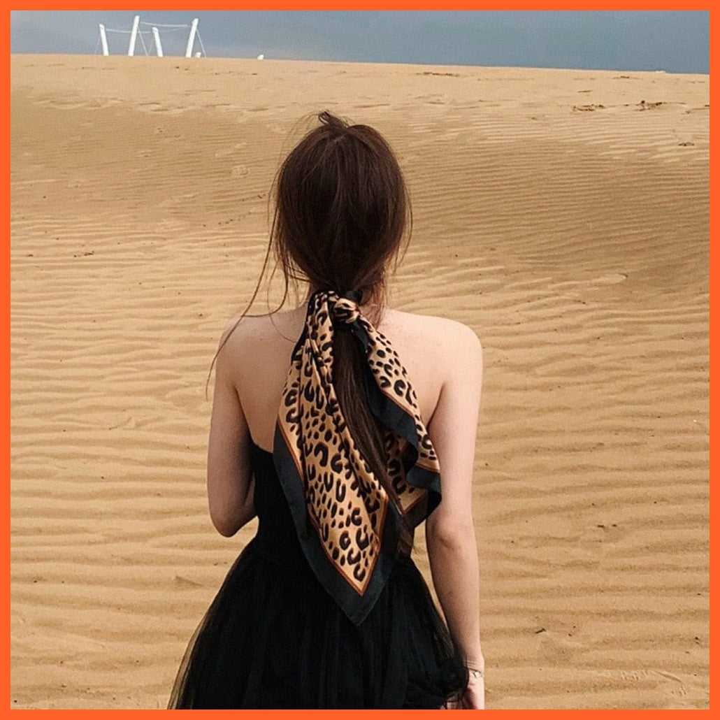 whatagift.com.au Women Scarf Handkerchief Satin Scarf | Women Summer Luxury Leopard Hair Shawl Silk Hijab