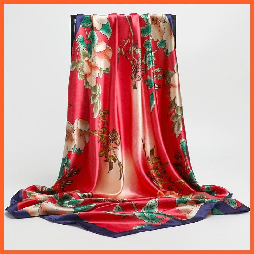 whatagift.com.au Women Scarf Silk Satin Scarf Square Women Neckerchief Shawl Wraps Printed Hijab Elegant Bandana