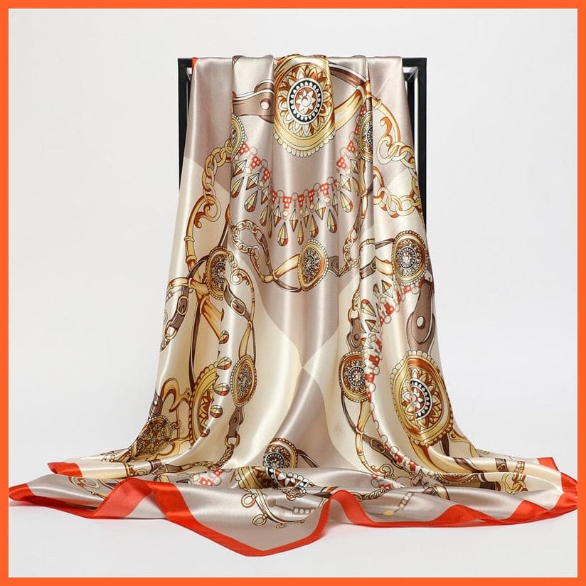 whatagift.com.au Women Scarf Silk Satin Scarf Square Women Neckerchief Shawl Wraps Printed Hijab Elegant Bandana