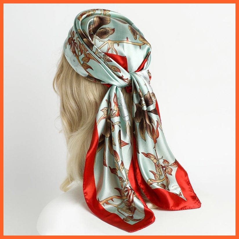 whatagift.com.au Women Scarf Silk Satin Scarf Square Women Neckerchief Shawl Wraps Printed Hijab Elegant Bandana