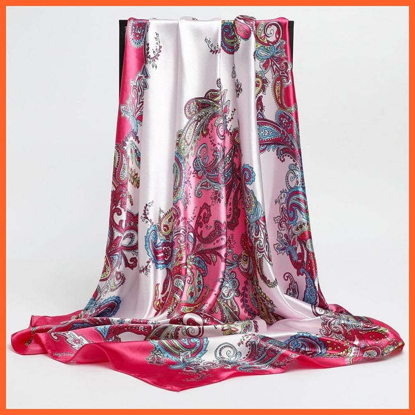 whatagift.com.au Women Scarf Silk Satin Scarf Square Women Neckerchief Shawl Wraps Printed Hijab Elegant Bandana