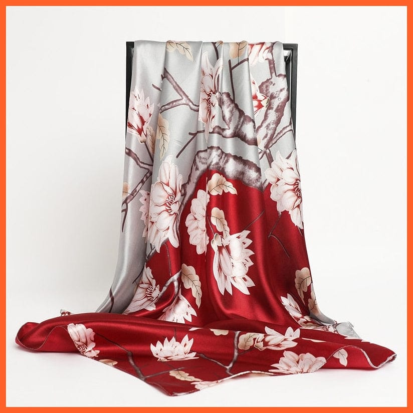 whatagift.com.au Women Scarf Silk Satin Scarf Square Women Neckerchief Shawl Wraps Printed Hijab Elegant Bandana
