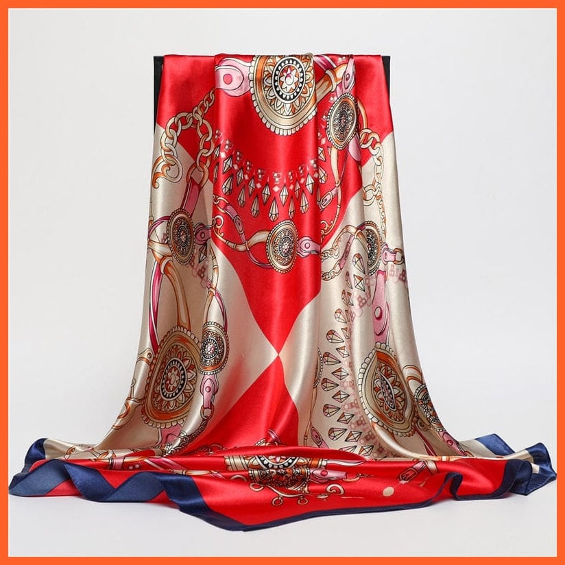 whatagift.com.au Women Scarf Silk Satin Scarf Square Women Neckerchief Shawl Wraps Printed Hijab Elegant Bandana