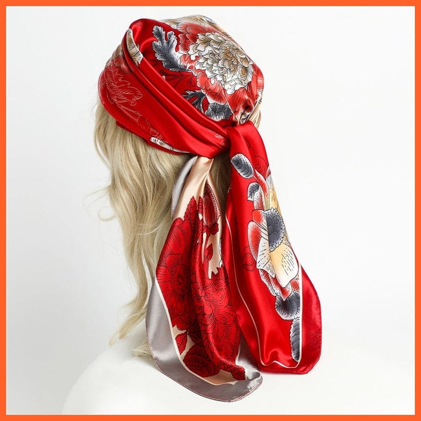whatagift.com.au Women Scarf Silk Satin Scarf Square Women Neckerchief Shawl Wraps Printed Hijab Elegant Bandana