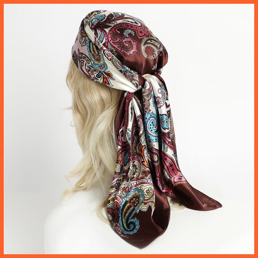 whatagift.com.au Women Scarf Silk Satin Scarf Square Women Neckerchief Shawl Wraps Printed Hijab Elegant Bandana