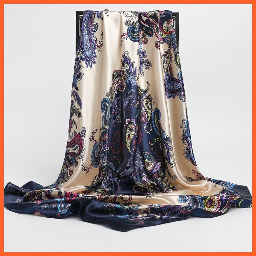 whatagift.com.au Women Scarf Silk Satin Scarf Square Women Neckerchief Shawl Wraps Printed Hijab Elegant Bandana