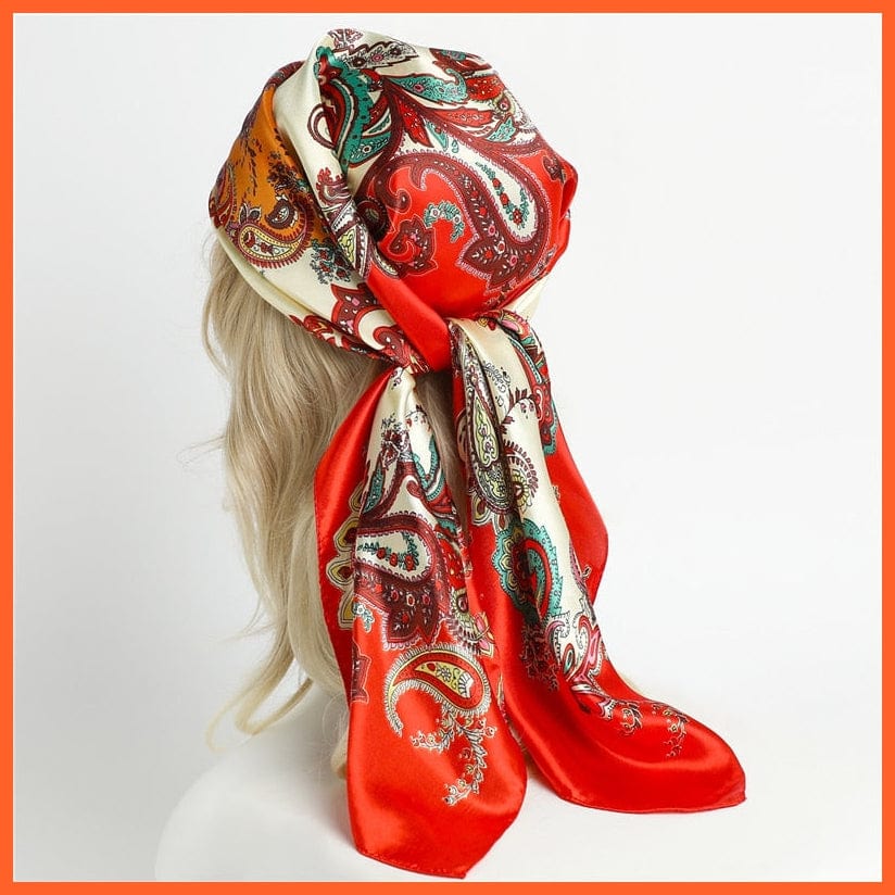 whatagift.com.au Women Scarf Silk Satin Scarf Square Women Neckerchief Shawl Wraps Printed Hijab Elegant Bandana