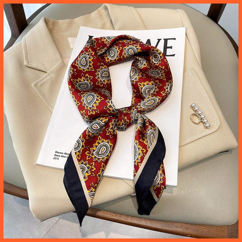 whatagift.com.au Women Scarf Silk Satin Scarf Women Handkerchief Printed Square Head Bandana Muffler Hijab