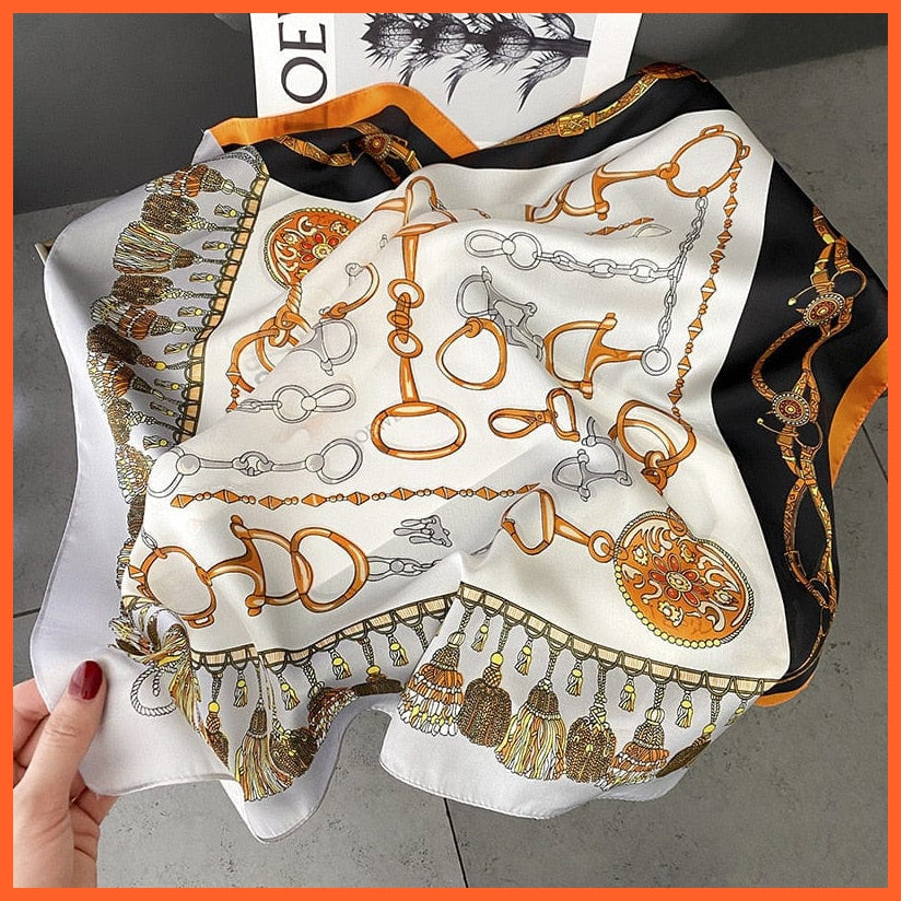 whatagift.com.au Women Scarf Silk Scarf Luxury Brand Designer Hair Scarf | Printed Head Scarf Hijab Shawl