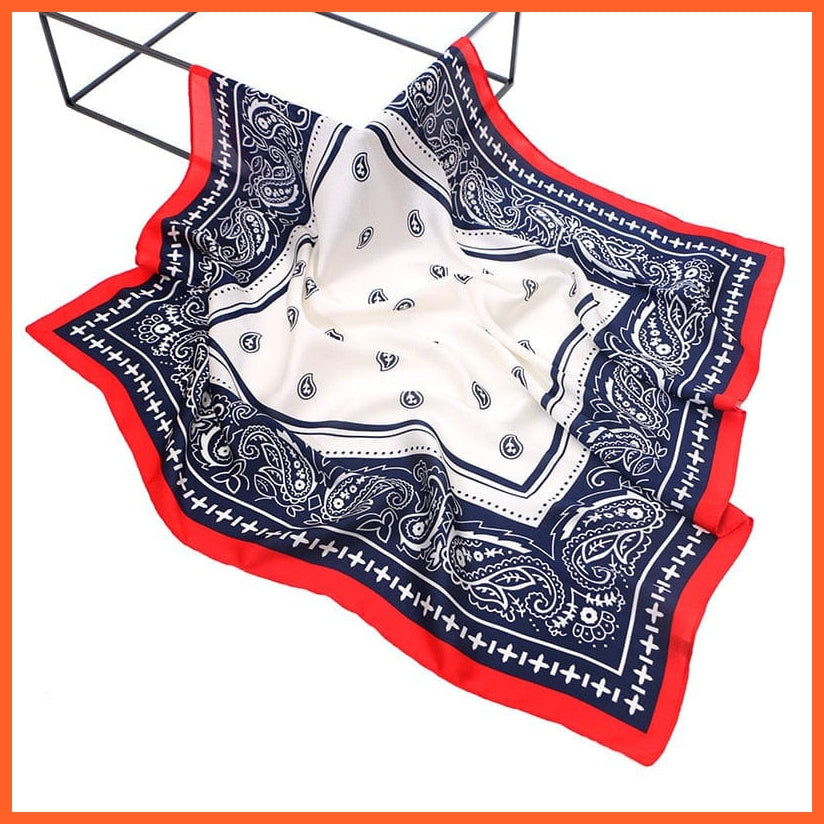 whatagift.com.au Women Scarf SJ10 Blue n Red / 70X70cm Handkerchief Satin Scarf | Women Summer Luxury Leopard Hair Shawl Silk Hijab