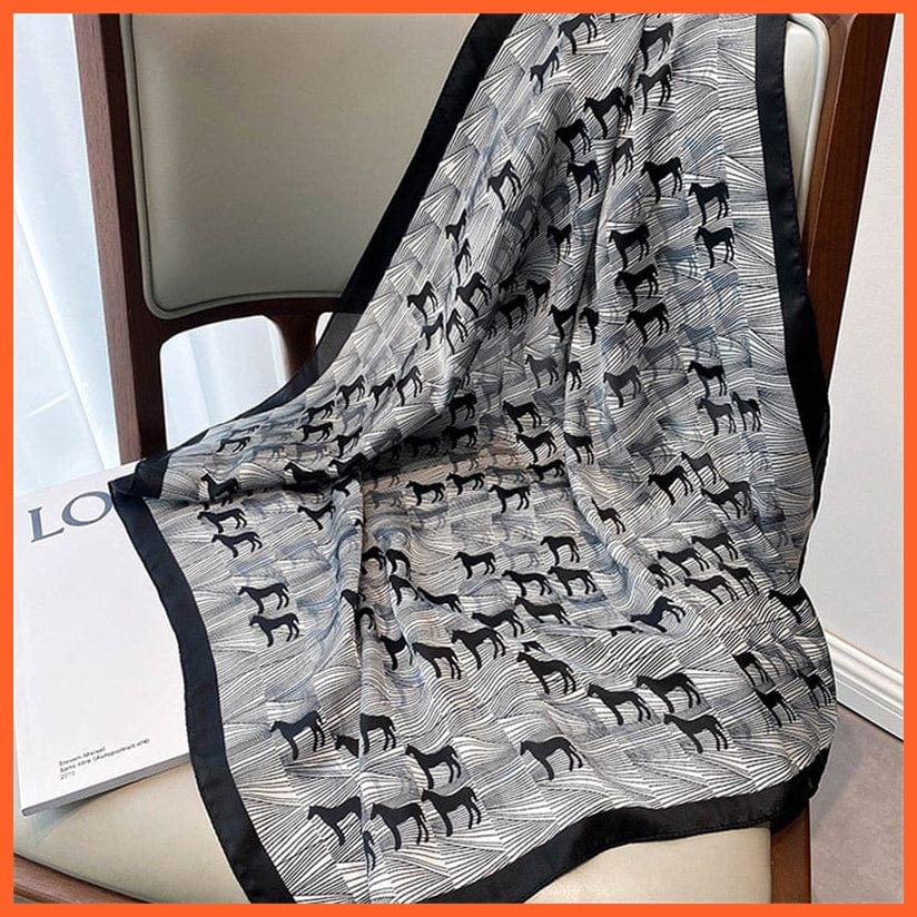 whatagift.com.au Women Scarf W-103-1 / 70x70cm Silk Satin Scarf Women Handkerchief Printed Square Head Bandana Muffler Hijab