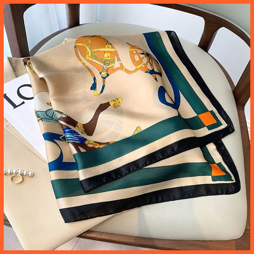 whatagift.com.au Women Scarf W-144-3 / 70x70cm Copy of Silk Satin Scarf Women Handkerchief Printed Square Head Bandana Muffler Hijab