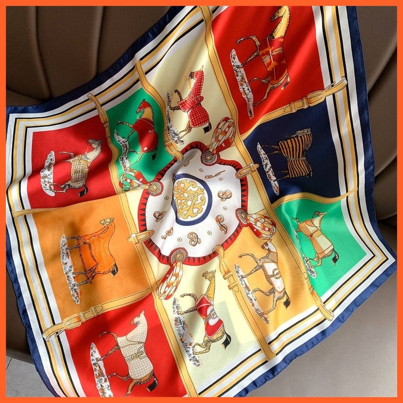 whatagift.com.au Women Scarf W-148-1 / 70x70cm Silk Satin Scarf Women Handkerchief Printed Square Head Bandana Muffler Hijab