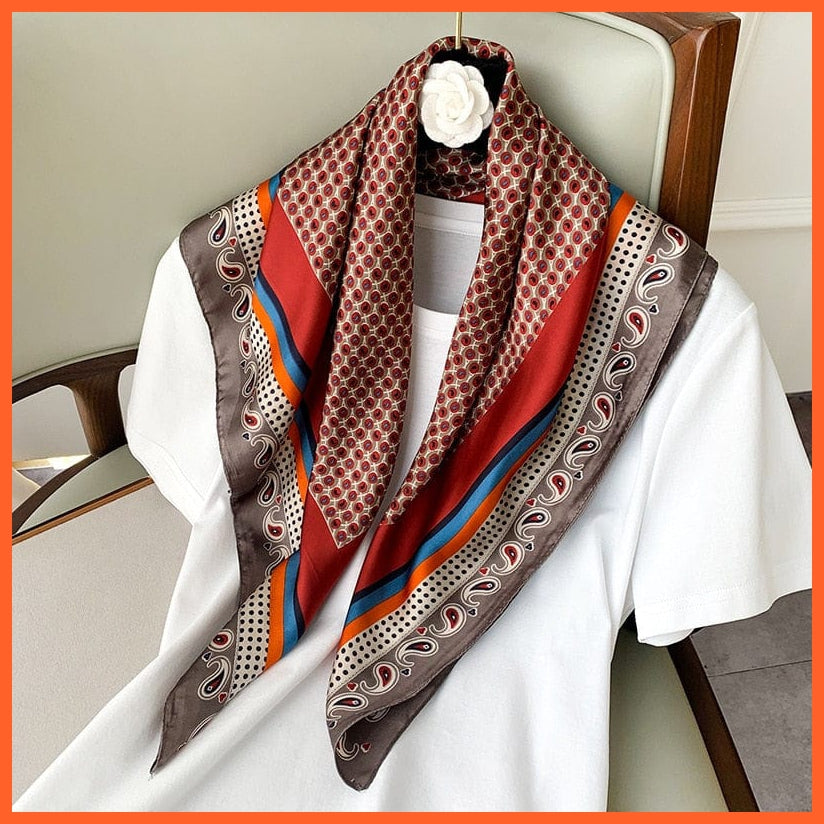 whatagift.com.au Women Scarf W-153-gray / 70x70cm Silk Satin Scarf Women Handkerchief Printed Square Head Bandana Muffler Hijab
