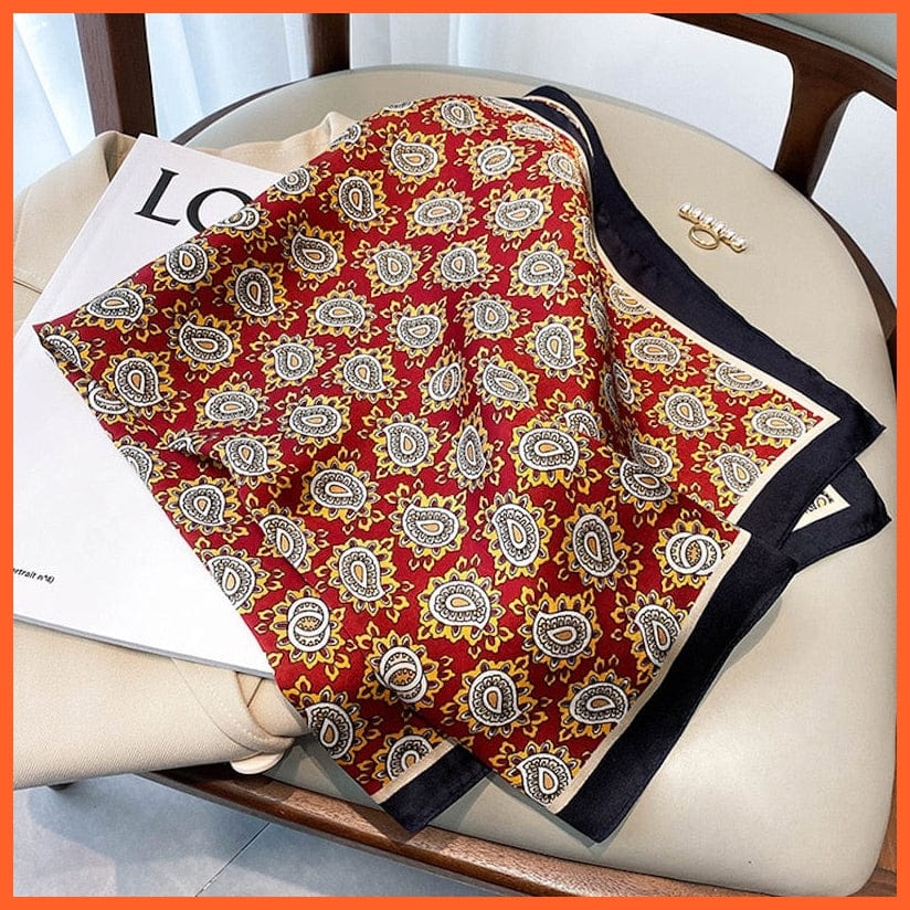 whatagift.com.au Women Scarf W-174-red / 70x70cm Silk Satin Scarf Women Handkerchief Printed Square Head Bandana Muffler Hijab