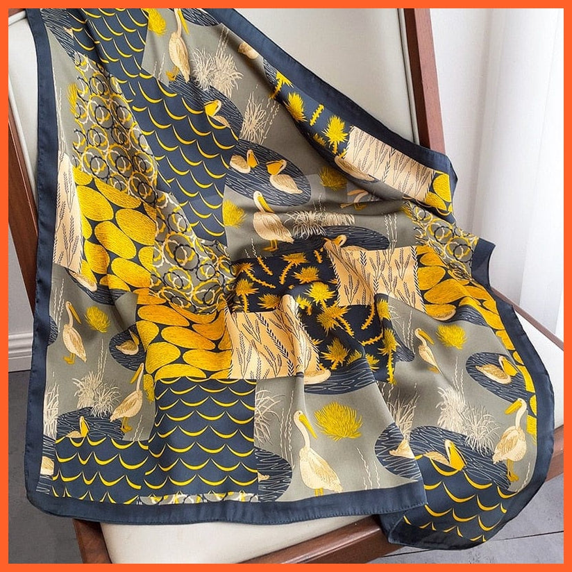 whatagift.com.au Women Scarf W-242-1 / 70x70cm Silk Satin Scarf Women Handkerchief Printed Square Head Bandana Muffler Hijab