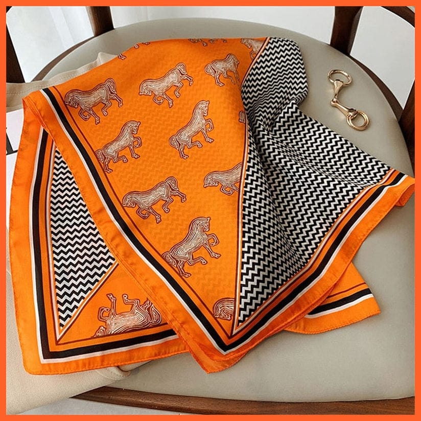 whatagift.com.au Women Scarf W-98-2 / 70x70cm Silk Satin Scarf Women Handkerchief Printed Square Head Bandana Muffler Hijab