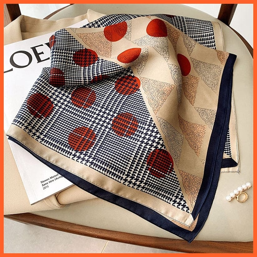 whatagift.com.au Women Scarf W-98-4 / 70x70cm Silk Satin Scarf Women Handkerchief Printed Square Head Bandana Muffler Hijab