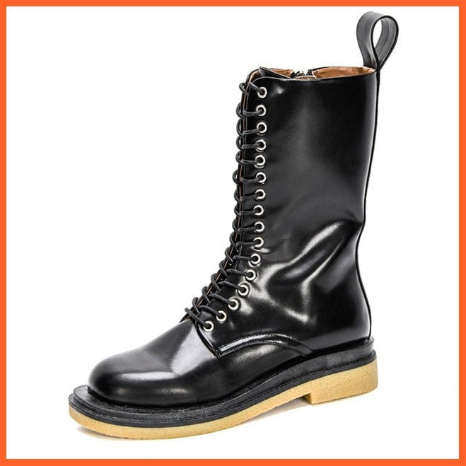 whatagift.com.au Women Shoes Black / 8 / China New Designers High Platform Gothic Shoes | Women Mid-Calf Boots Lace-up  Boots