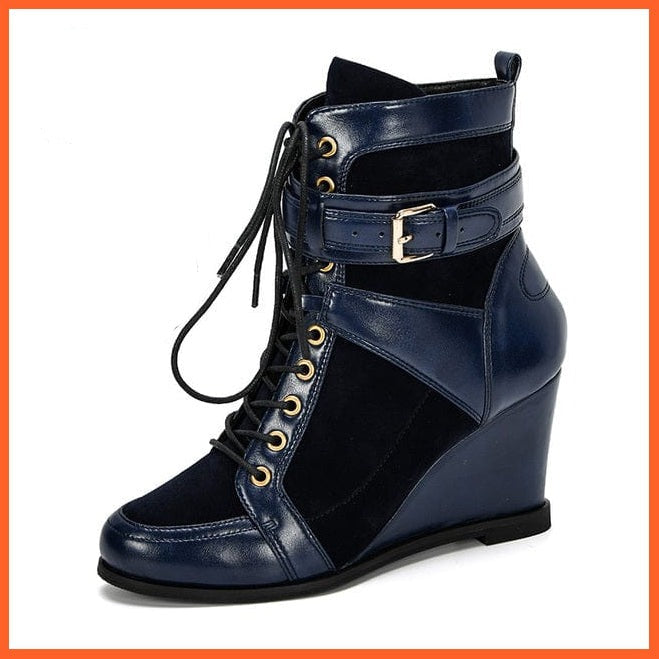 whatagift.com.au Women Shoes Deep blue / 7.5 New Designer Popular Winter Women Boots | Round Toe High Heel Buckle Strap Shoes