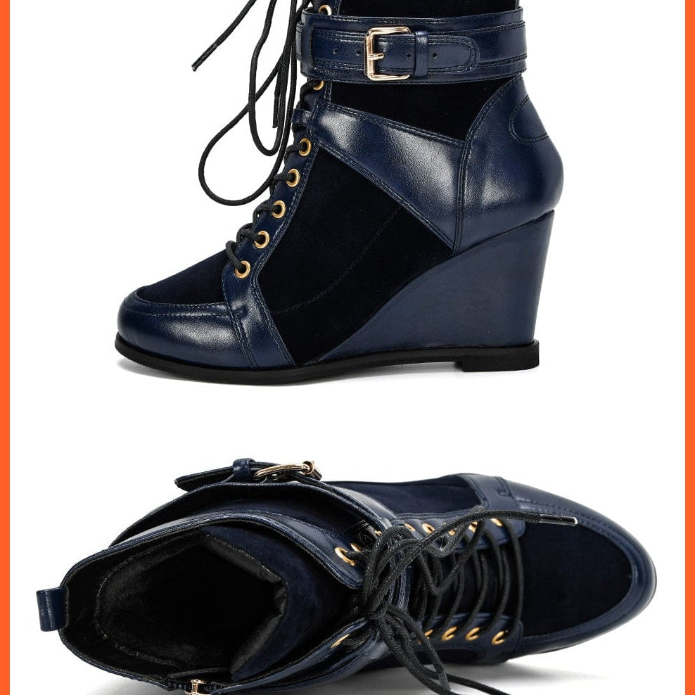 whatagift.com.au Women Shoes New Designer Popular Winter Women Boots | Round Toe High Heel Buckle Strap Shoes