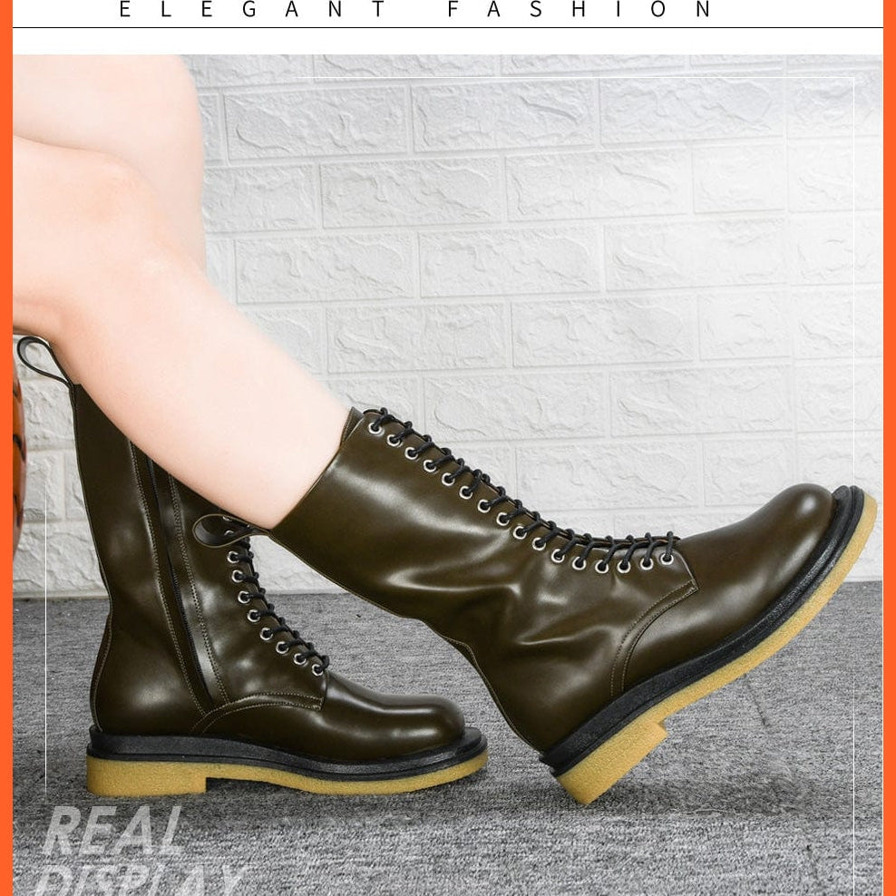 whatagift.com.au Women Shoes New Designers High Platform Gothic Shoes | Women Mid-Calf Boots Lace-up  Boots