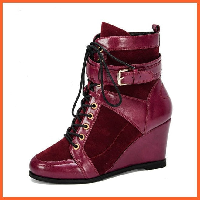 whatagift.com.au Women Shoes Rosy Red / 7.5 New Designer Popular Winter Women Boots | Round Toe High Heel Buckle Strap Shoes