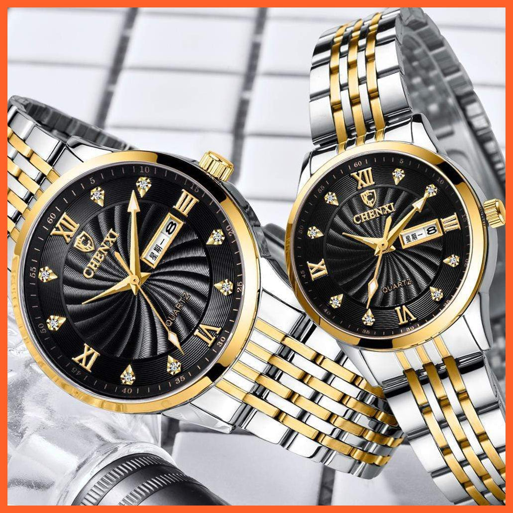 New Fashion Couple Luxury Brand Quartz Watches  |  Men Women Stainless Steel Waterproof  Watches | whatagift.com.au.