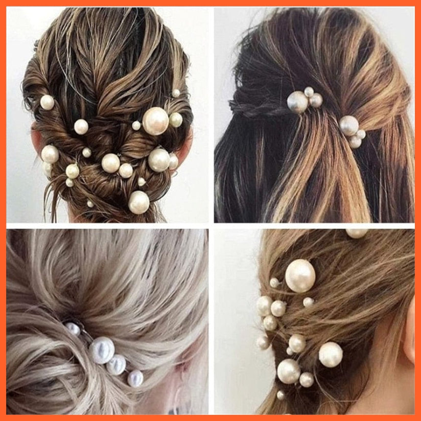 whatagift.com.au Women U-shaped Metal Pin | Pearl Bridal Tiara Hairpin | Wedding Accessories