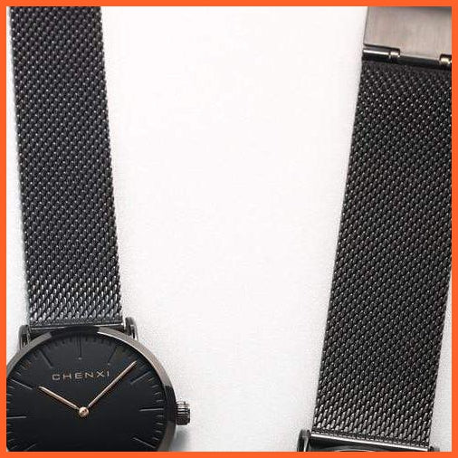 Brand Casual Fashion Couples Wristwatches | Women Quartz Stainless Steel Watch Mens Casual Mesh Strap Ultra Thin Watches | whatagift.com.au.
