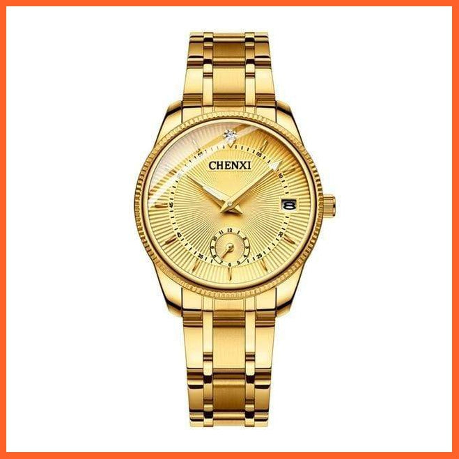 Branded Luxury Gold Wrist Watch Men Women Quartz Wristwatch For Couples | Casual Fashion Stainless Steel Watches | whatagift.com.au.