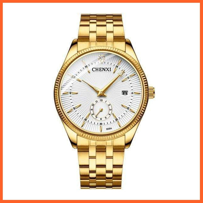 Branded Luxury Gold Wrist Watch Men Women Quartz Wristwatch For Couples | Casual Fashion Stainless Steel Watches | whatagift.com.au.