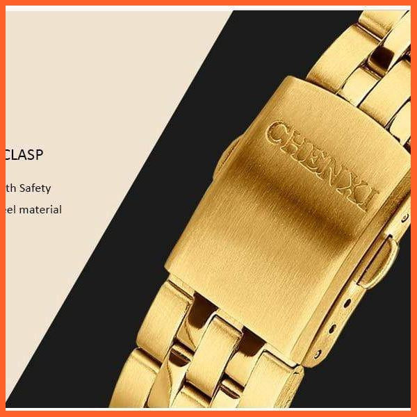 Branded Luxury Gold Wrist Watch Men Women Quartz Wristwatch For Couples | Casual Fashion Stainless Steel Watches | whatagift.com.au.