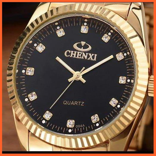 Casual Fashion Stainless Steel Luxury Couple Watch | Golden Lovers Watch Quartz Watches For Women & Men Analog Wristwatch | whatagift.com.au.