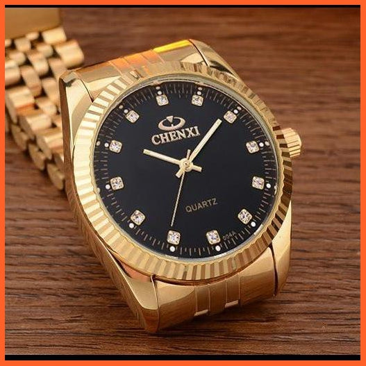 Casual Fashion Stainless Steel Luxury Couple Watch | Golden Lovers Watch Quartz Watches For Women & Men Analog Wristwatch | whatagift.com.au.