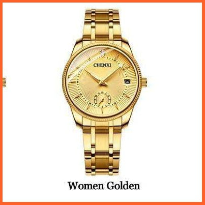 Luxury Branded Set Women Men Golden Fashion Sport Quartz Watches | Ladies Stainless Steel Business Casual Waterproof Watches | whatagift.com.au.