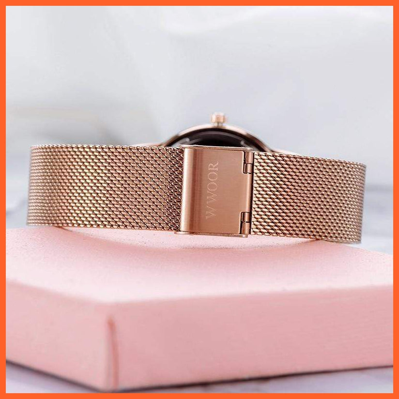 Luxury Diamond Ladies Watches Top Brand Fashion Women Quartz Wrist Watch Rose Gold Mesh Band Bracelet Watch For Women | whatagift.com.au.