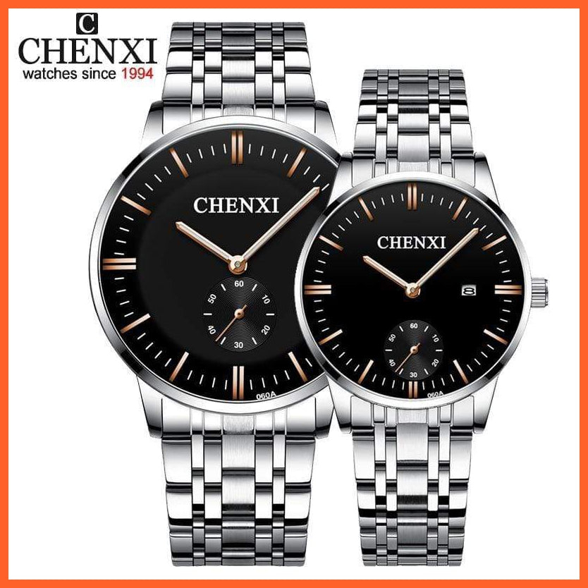Luxury Stainless Steel Couple'S Wristwatches |  Fashion Watches Men Women Quartz Watch | Silver Stainless Steel Waterproof  Watches | whatagift.com.au.