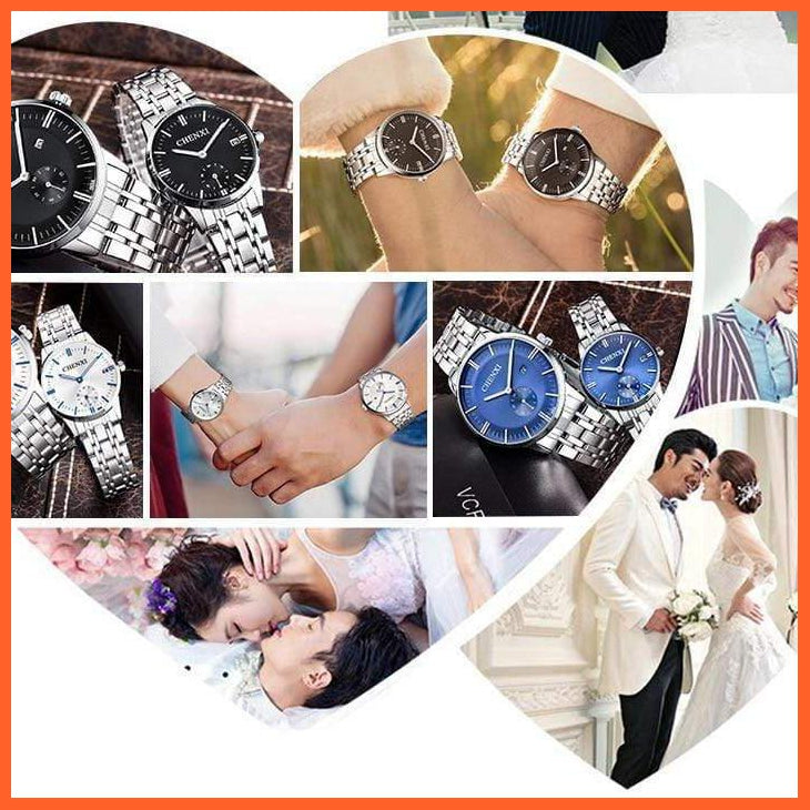 Luxury Stainless Steel Couple'S Wristwatches |  Fashion Watches Men Women Quartz Watch | Silver Stainless Steel Waterproof  Watches | whatagift.com.au.