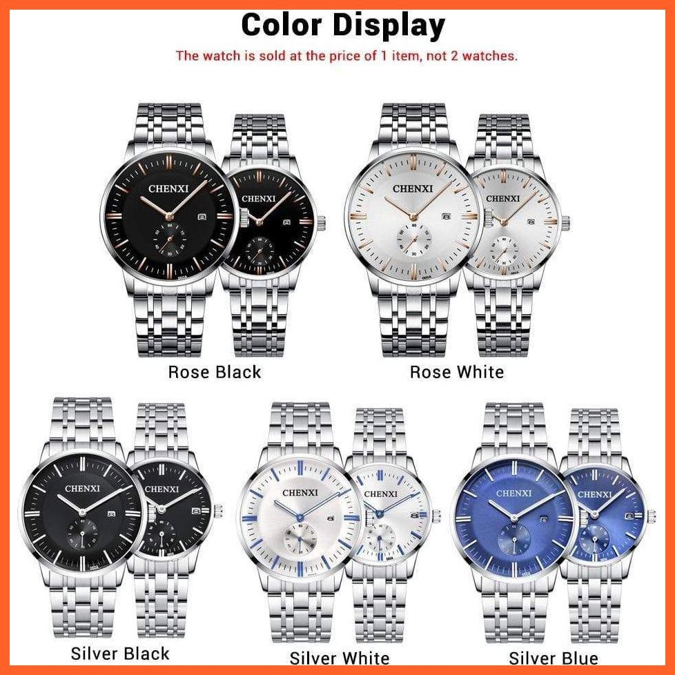 Luxury Stainless Steel Couple'S Wristwatches |  Fashion Watches Men Women Quartz Watch | Silver Stainless Steel Waterproof  Watches | whatagift.com.au.