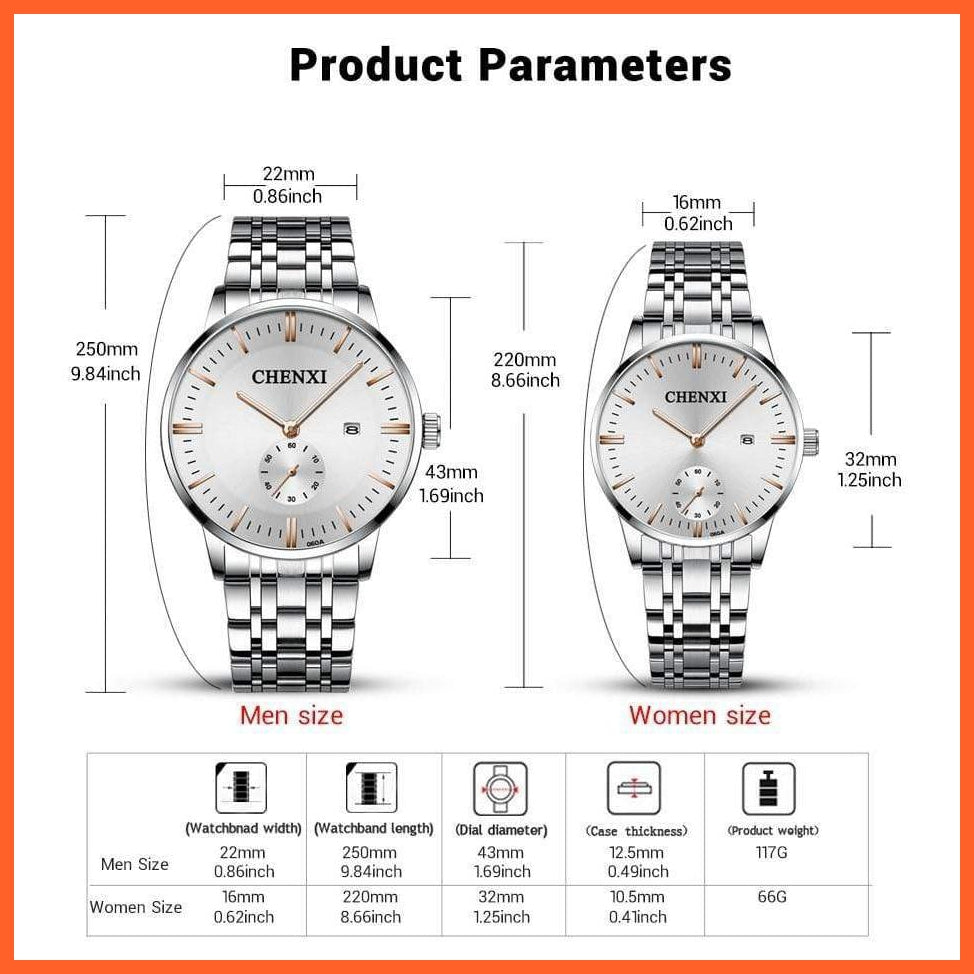 Luxury Stainless Steel Couple'S Wristwatches |  Fashion Watches Men Women Quartz Watch | Silver Stainless Steel Waterproof  Watches | whatagift.com.au.