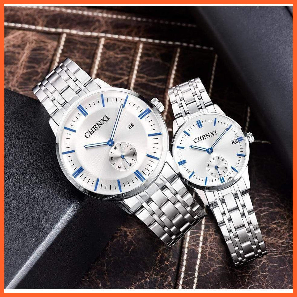 Luxury Stainless Steel Couple'S Wristwatches |  Fashion Watches Men Women Quartz Watch | Silver Stainless Steel Waterproof  Watches | whatagift.com.au.