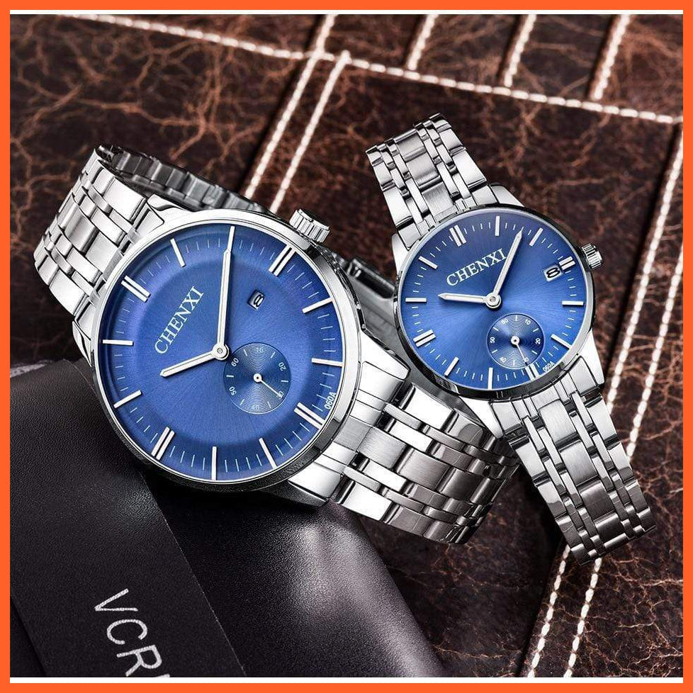 Luxury Stainless Steel Couple'S Wristwatches |  Fashion Watches Men Women Quartz Watch | Silver Stainless Steel Waterproof  Watches | whatagift.com.au.