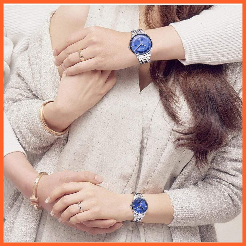 Luxury Stainless Steel Couple'S Wristwatches |  Fashion Watches Men Women Quartz Watch | Silver Stainless Steel Waterproof  Watches | whatagift.com.au.