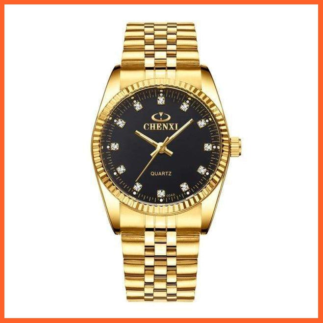 Casual Fashion Stainless Steel Luxury Couple Watch | Golden Lovers Watch Quartz Watches For Women & Men Analog Wristwatch | whatagift.com.au.