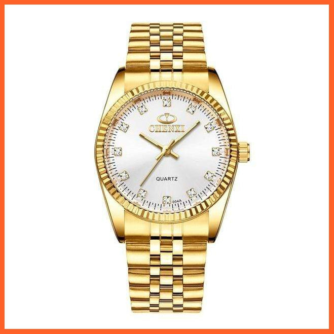 Casual Fashion Stainless Steel Luxury Couple Watch | Golden Lovers Watch Quartz Watches For Women & Men Analog Wristwatch | whatagift.com.au.